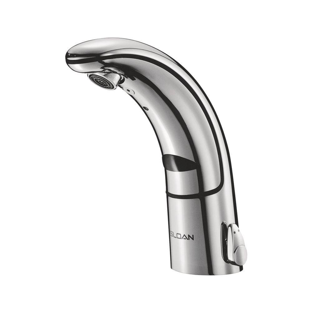 SLOAN Optima Battery Powered Single Hole Touchless Bathroom Faucet with Integrated Side Mixer in Polished Chrome 3335001