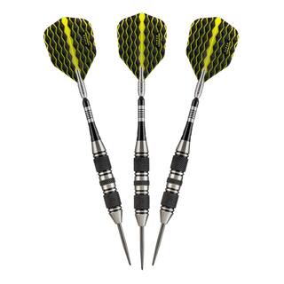 Viper The Freak 22 g Black and Yellow 3 Knurled Rings Barrel Steel Tip Dart Set 22-1703-22