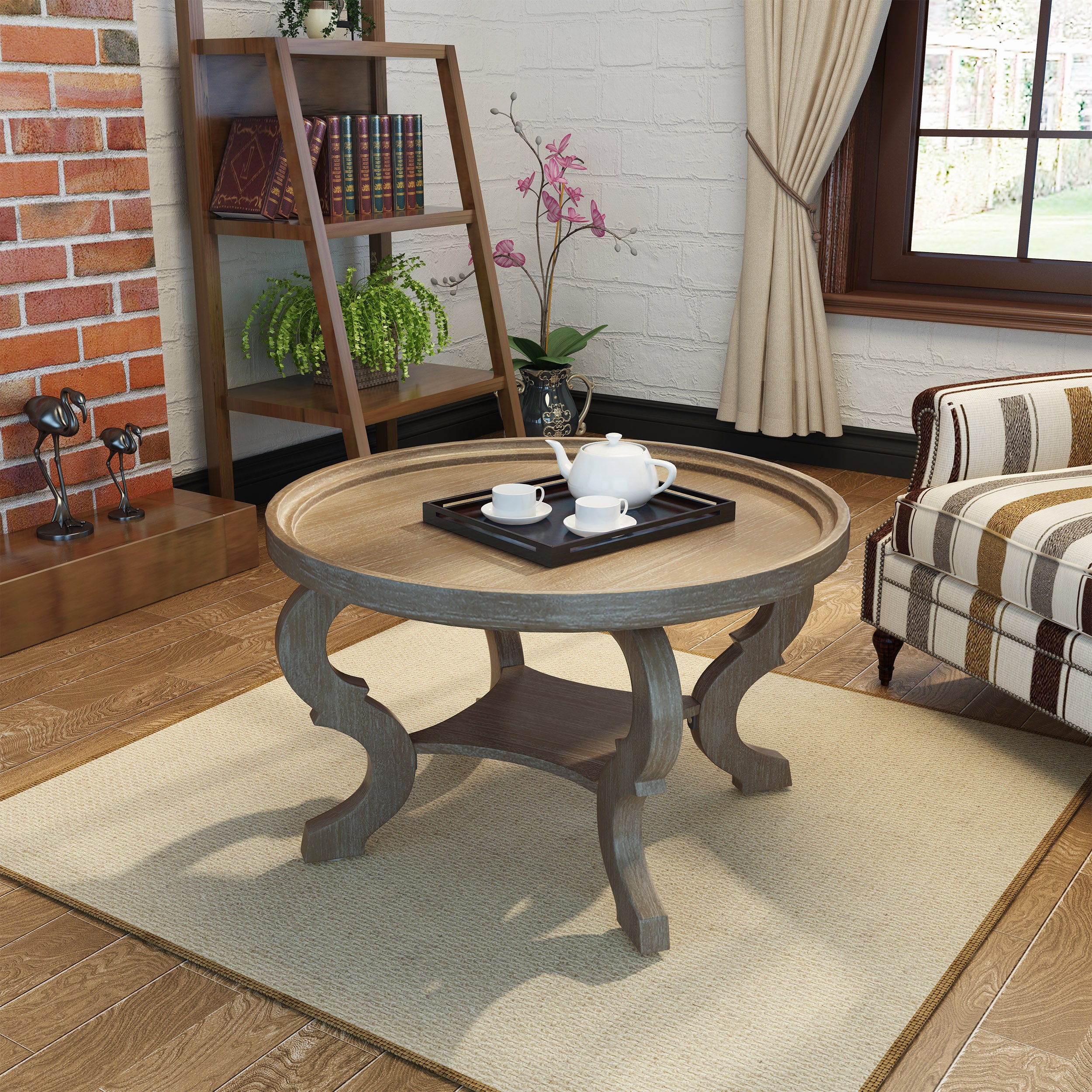 Alteri Finished Faux Wood Circular Coffee Table