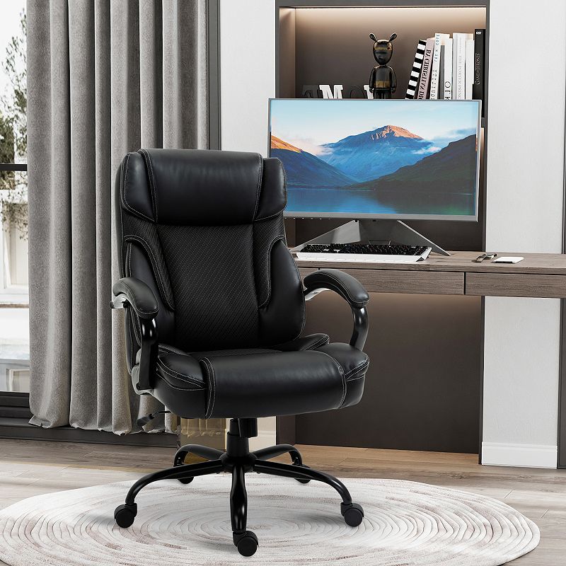 Vinsetto 484LBS Big and Tall Ergonomic Executive Office Chair with Wide Seat High Back Adjustable Computer Task Chair Swivel PU Leather Brown