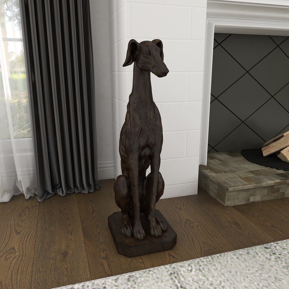 Brown Polystone Dog Sculpture   12 x 10 x 31