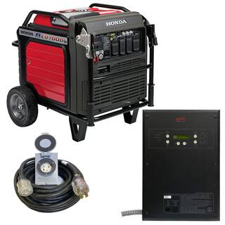 Honda Inverter 7000-Watt Standby Gasoline Generator 120240V Single Phase with Bluetooth and 10 Circuit Auto Transfer Switch HP2S-EU7000