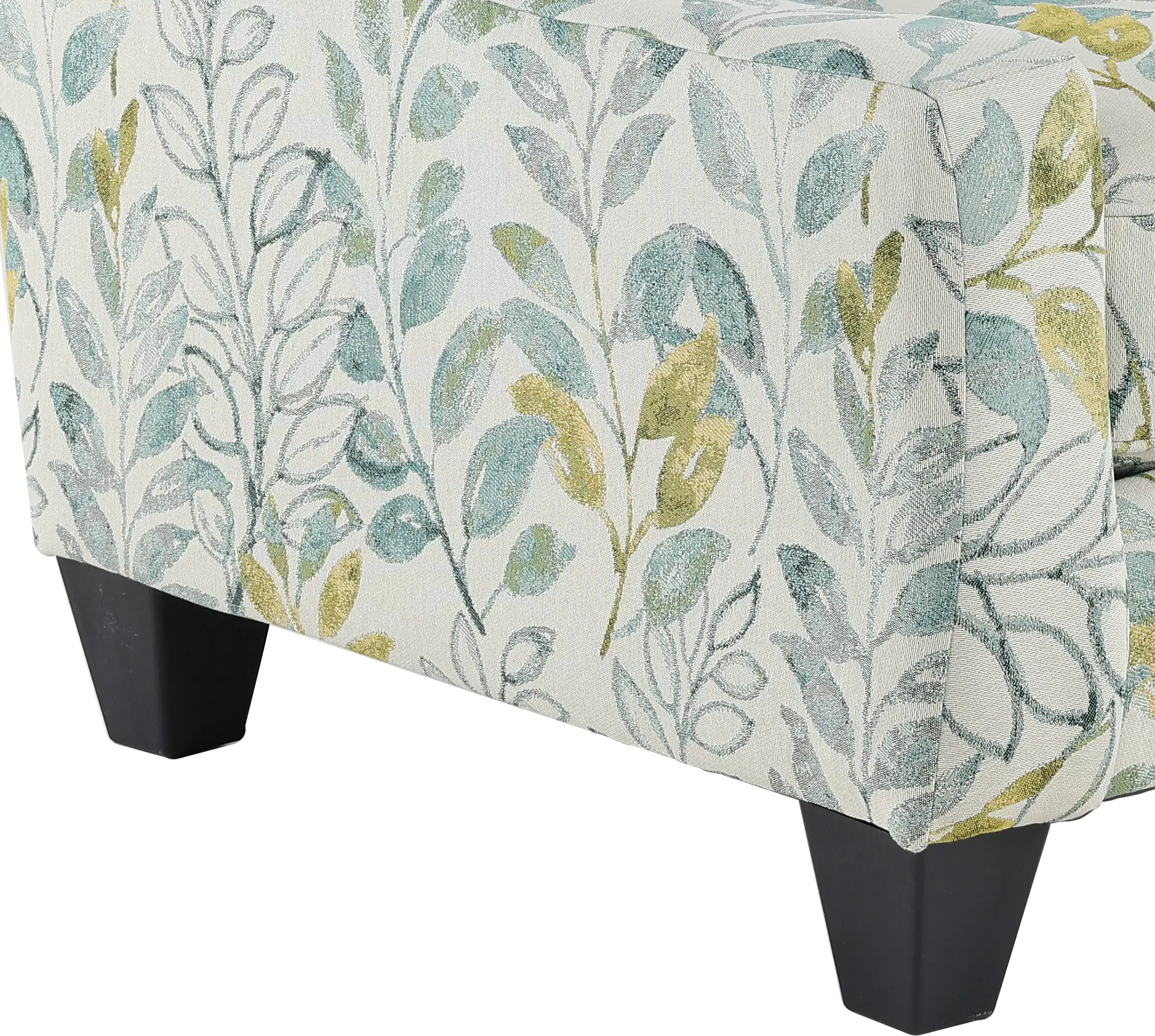 American Farmhouse Off-White Leaf Print Accent Chair