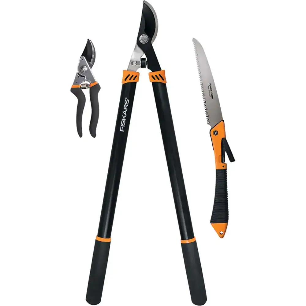 Fiskars Lopper Pruner and Saw Set 3pc with Contour Grip Handle