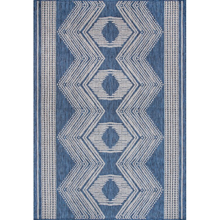 Kendall Geometric Indoor / Outdoor Patio Area Rug in Tan