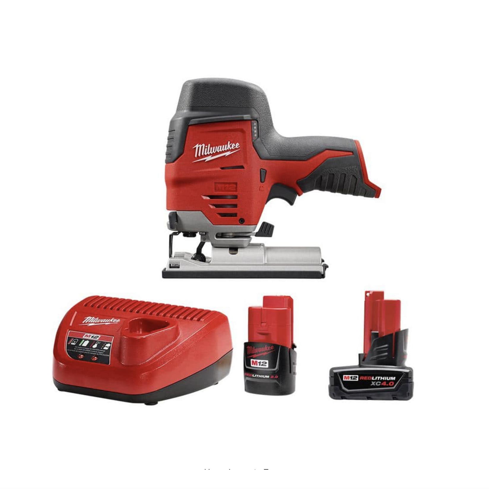 Milwaukee M12 12V Lithium-Ion Cordless Jig Saw With One M12 4.0 Ah and One M12 2.0 Ah Battery Pack And Charger