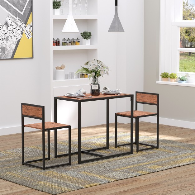 Gadgsetstore Industrial 3 piece Dining Table And 2 Chair Set For Small Space In The Dining Room Or Kitchen