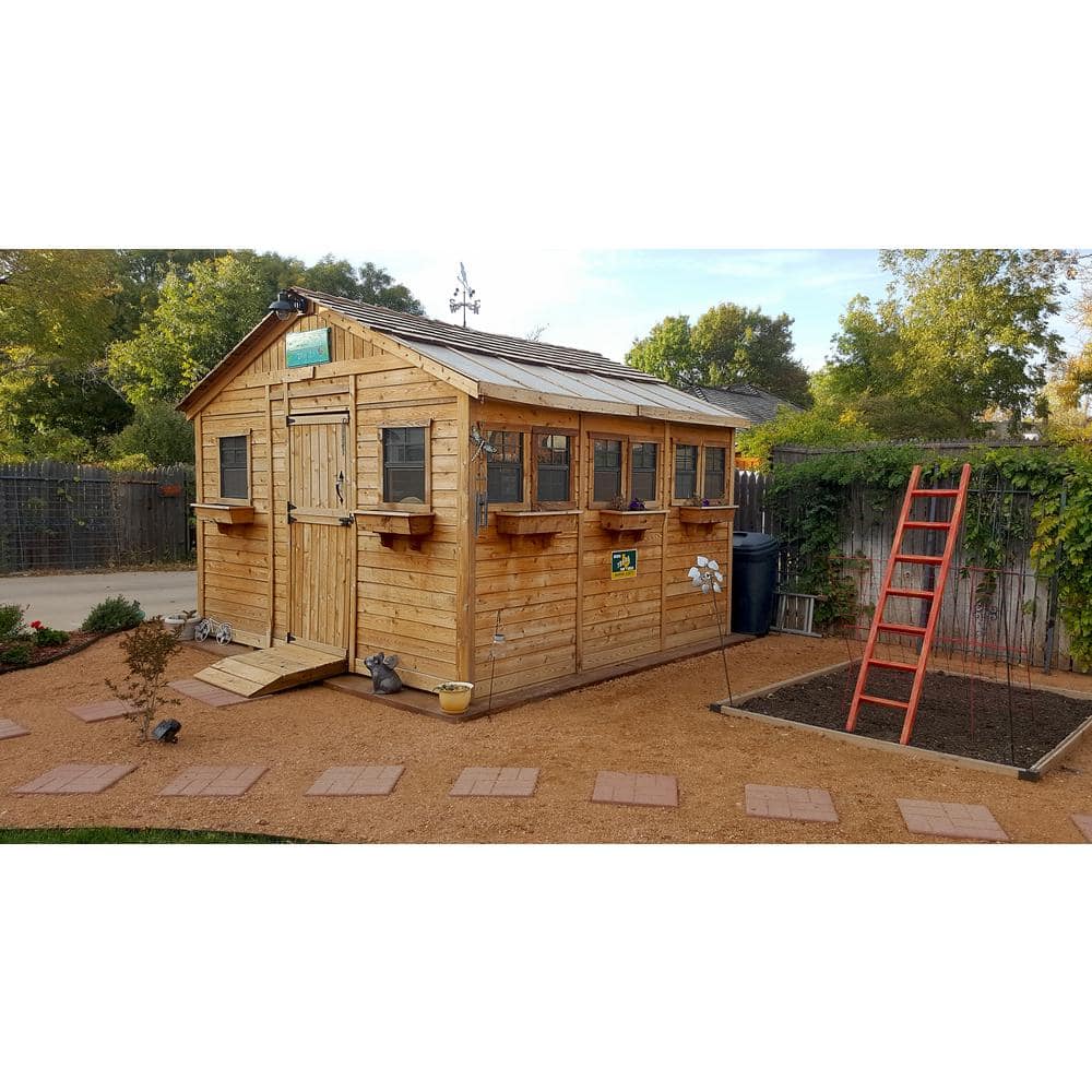 Outdoor Living Today Sunshed 12 ft. x 12 ft. Western Red Cedar Garden Shed SSGS1212