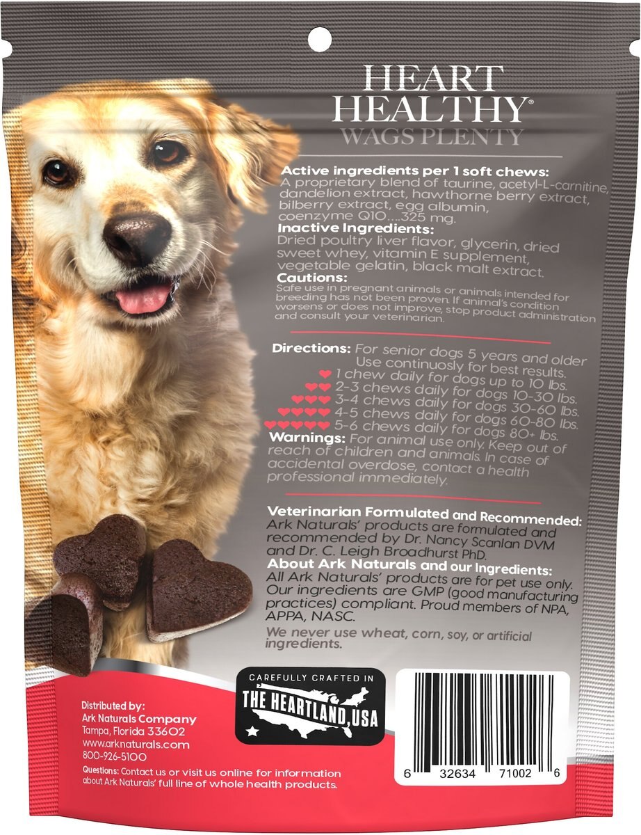 Ark Naturals Gray Muzzle Heart Healthy Chicken Flavored Soft Chew Heart Supplement for Senior Dogs