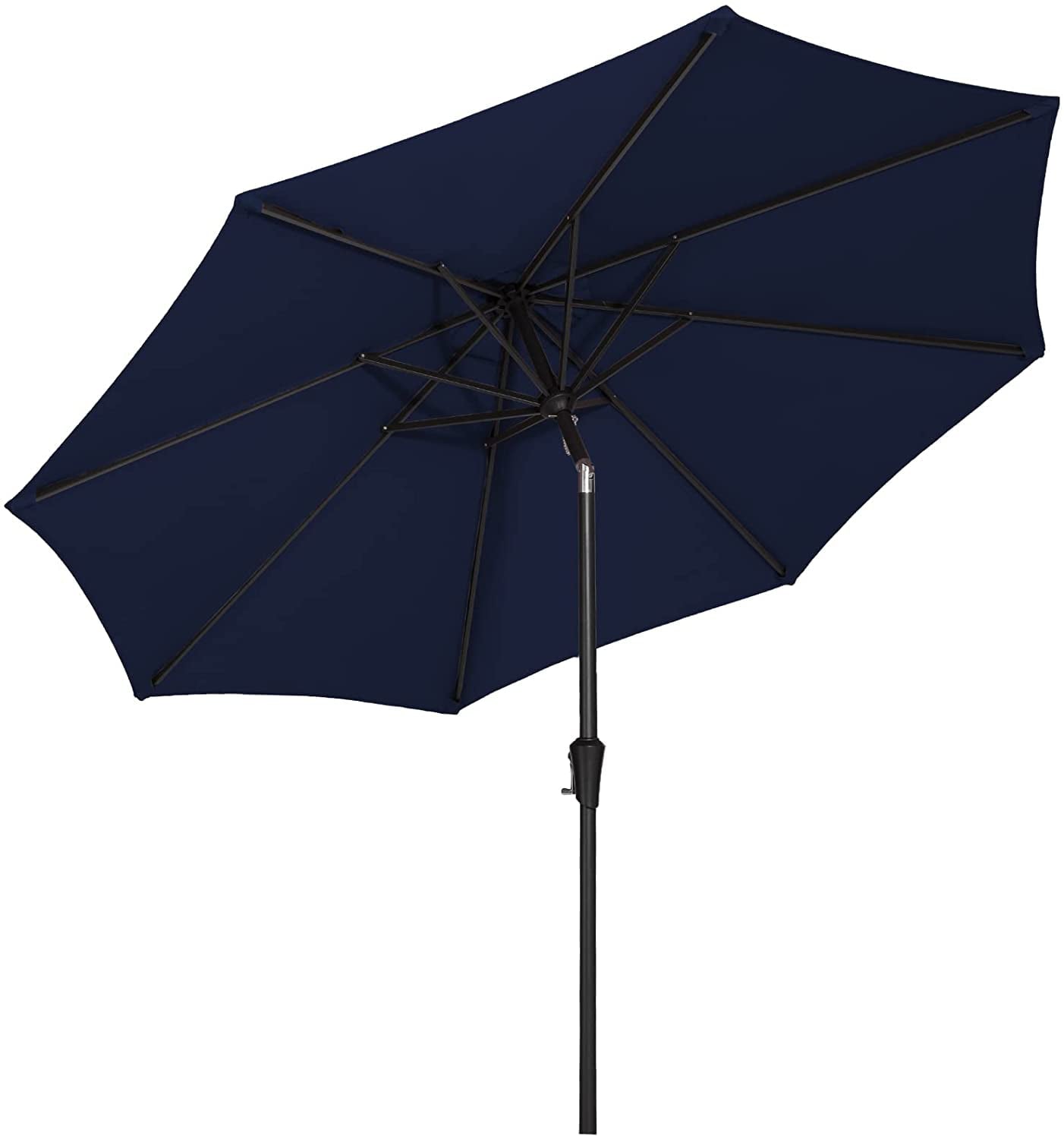 CozyBox Navy Blue Premium 9ft Patio Umbrella Backyard Sun Shade with 8 Ribs/Tilt Adjustment and Crank Lift System Outdoor Umbrella