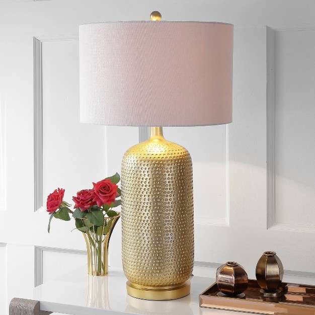 Sophia Resin Table Lamp includes Led Light Bulb Gold Jonathan Y