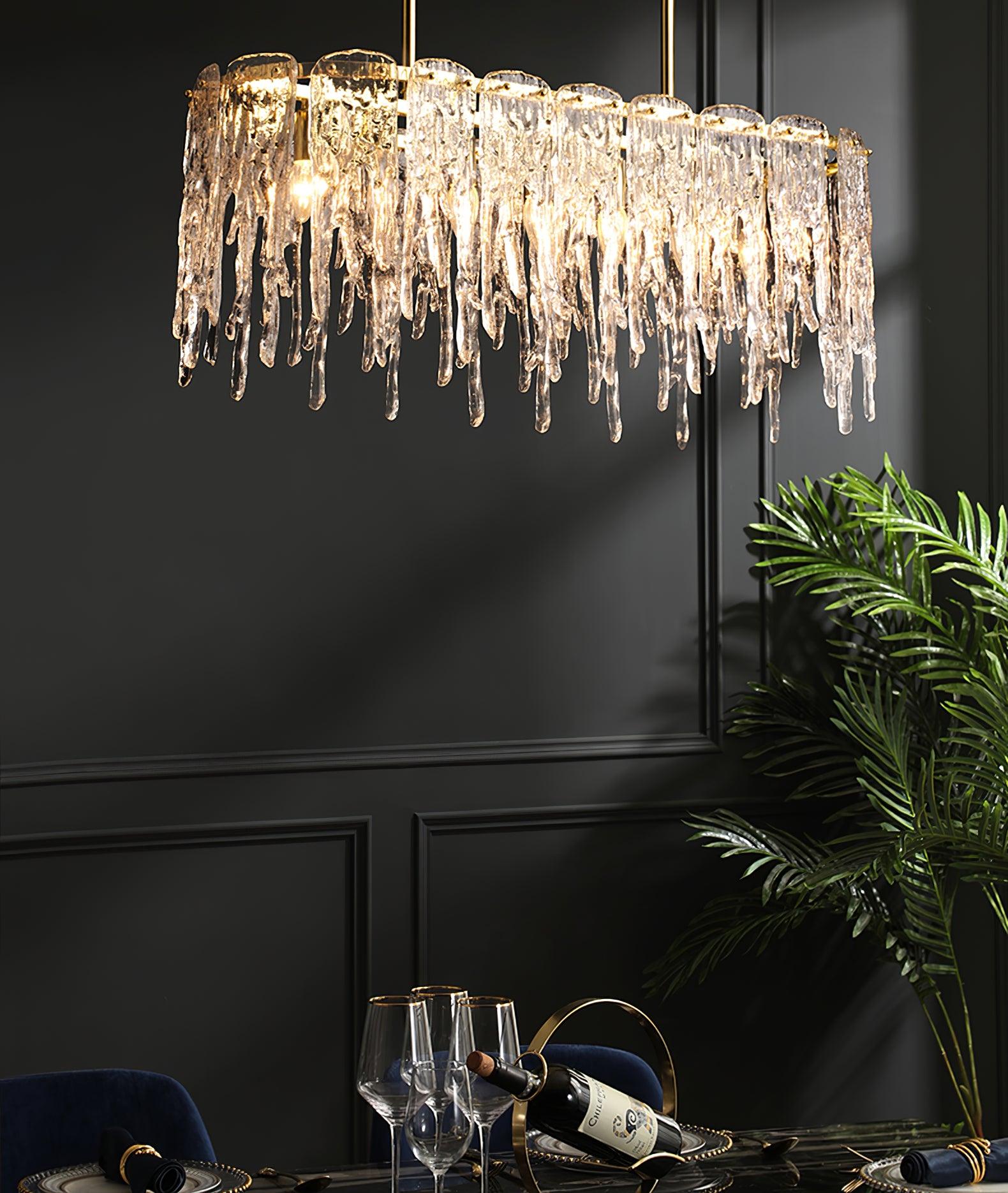 Rectangular Icicle Glass Chandelier