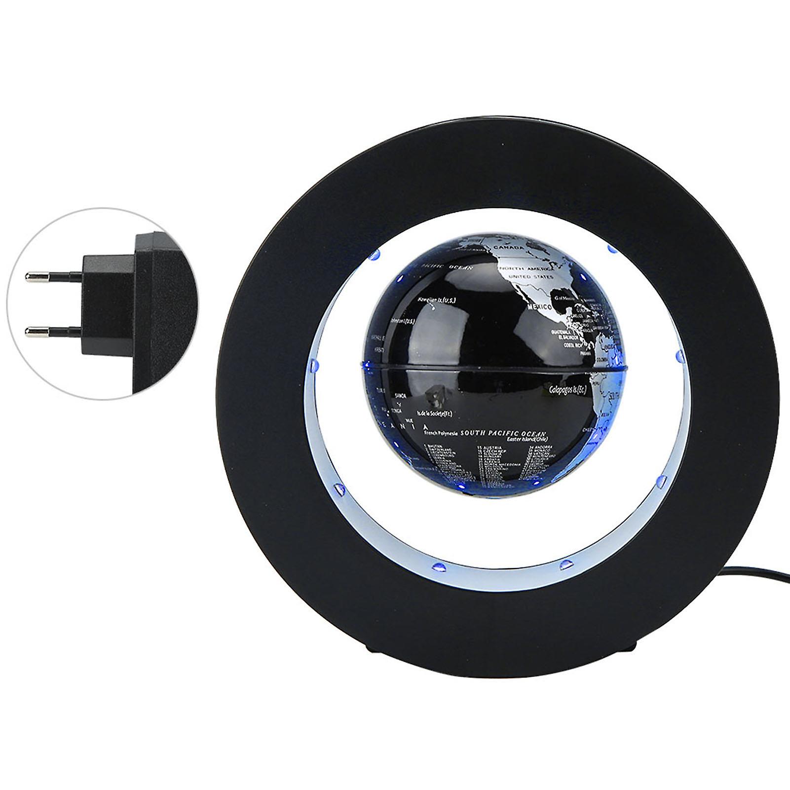 Electronic Magnetic Levitation Floating Globe With Led Light Home Display(silver Black Eu Plug)