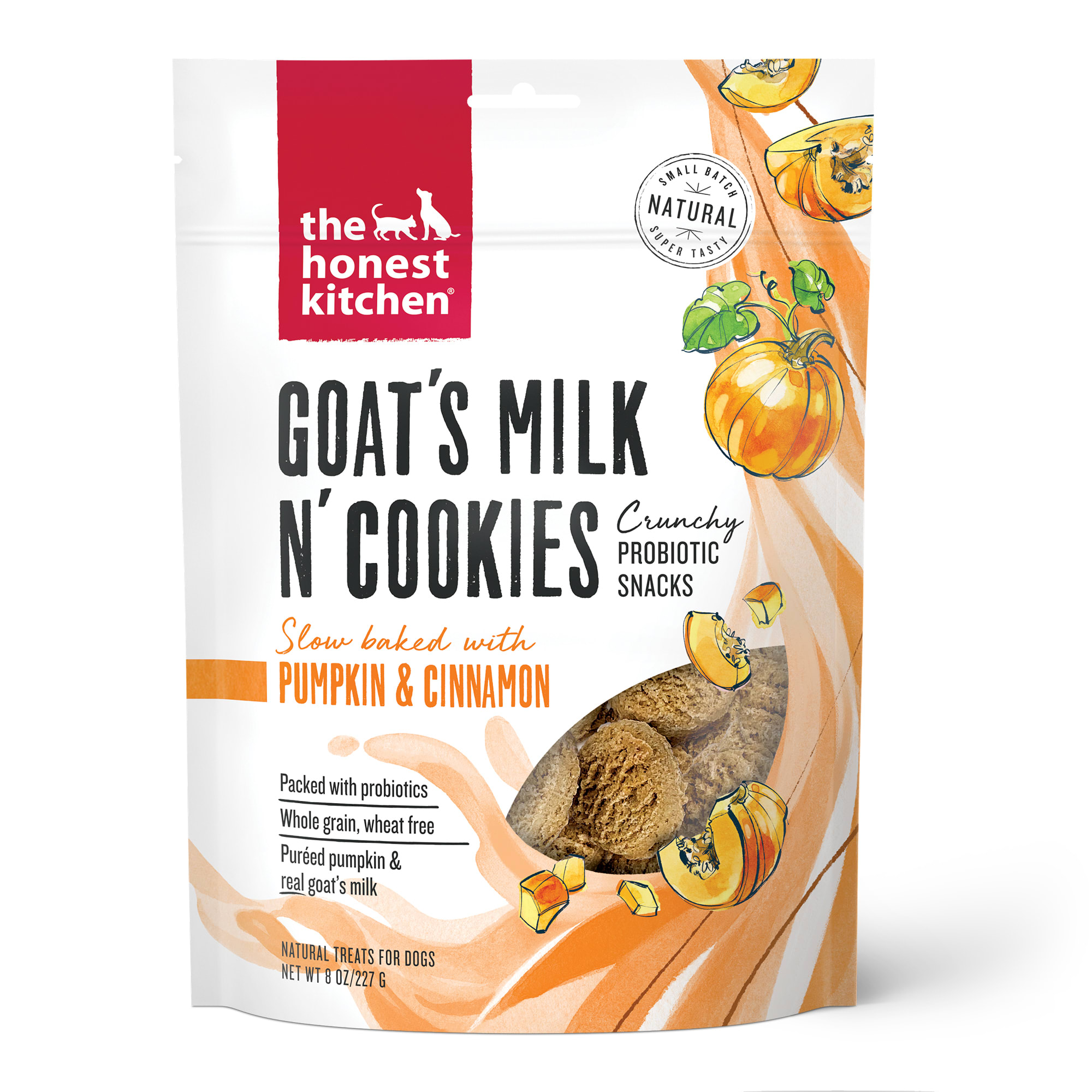 The Honest Kitchen Goats Milk N Cookies: Slow Baked with Pumpkin Dog Treats， 8 oz.