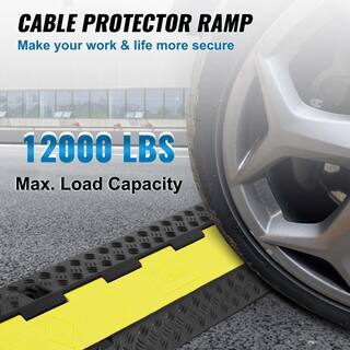 VEVOR 38.58 in. x 9.45 in. Cable Protector Ramp 2 Channel 12000 lbs. Load Raceway Cord Cover Speed Bump for Traffic(3-Pack) SKCDL32WH1111REAEV0