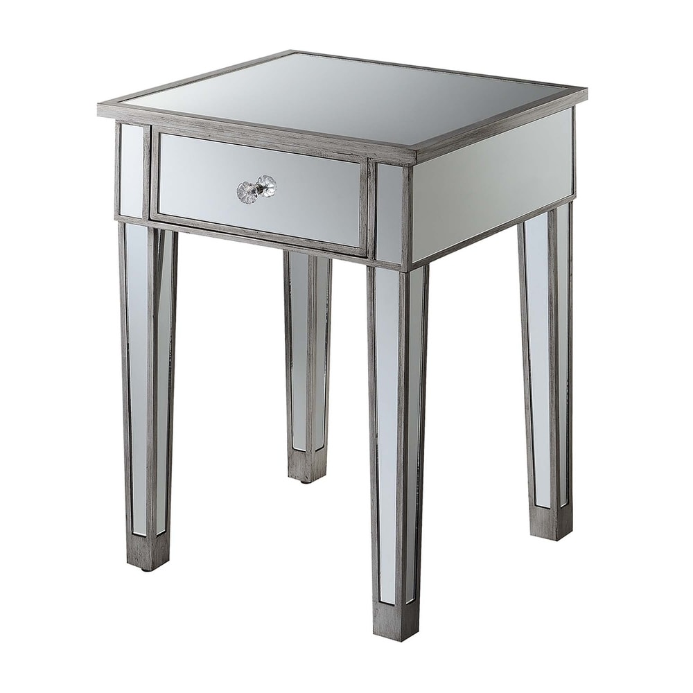 Convenience Concepts Gold Coast Mirrored 1 Drawer End Table