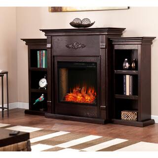 Southern Enterprises Bettram Alexa-Enabled 70.25 in. Bookcase Electric Smart Fireplace in Classic Espresso HD014210