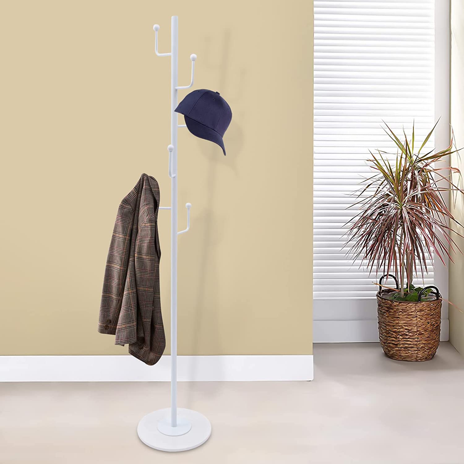 Miumaeov Coat Rack with 6 Hooks Coat Rack Freestanding with 0.55