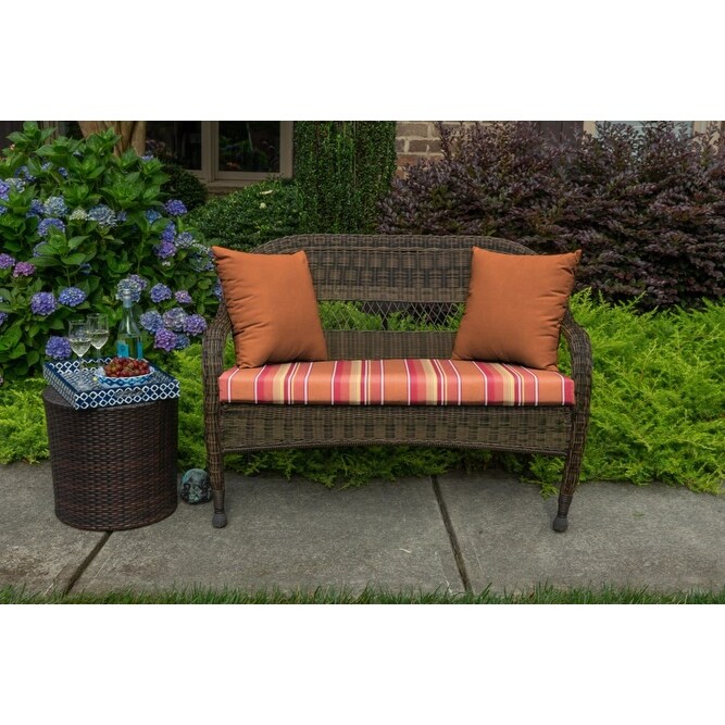 Sunbrella Striped 43.5 inch Striped Outdoor Settee Bench Cushion