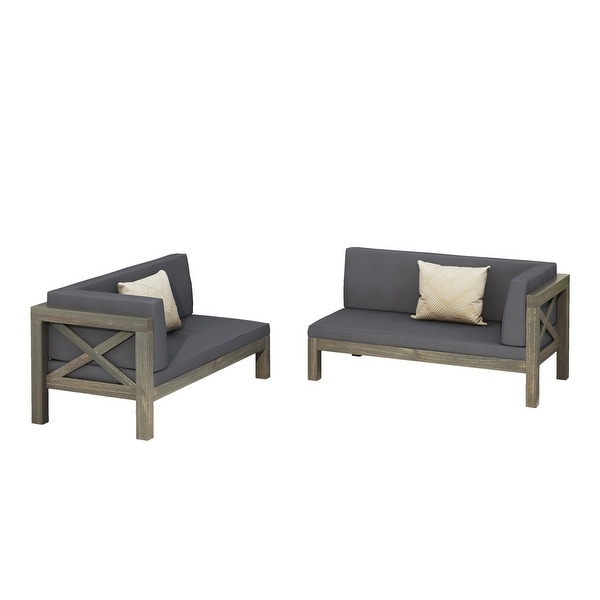 Brava Outdoor Acacia Wood XBack Patio Sofa Loveseat Set (Set of 2) by Christopher Knight Home