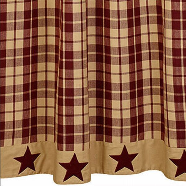 Burgundy Farmhouse Star Shower Curtain