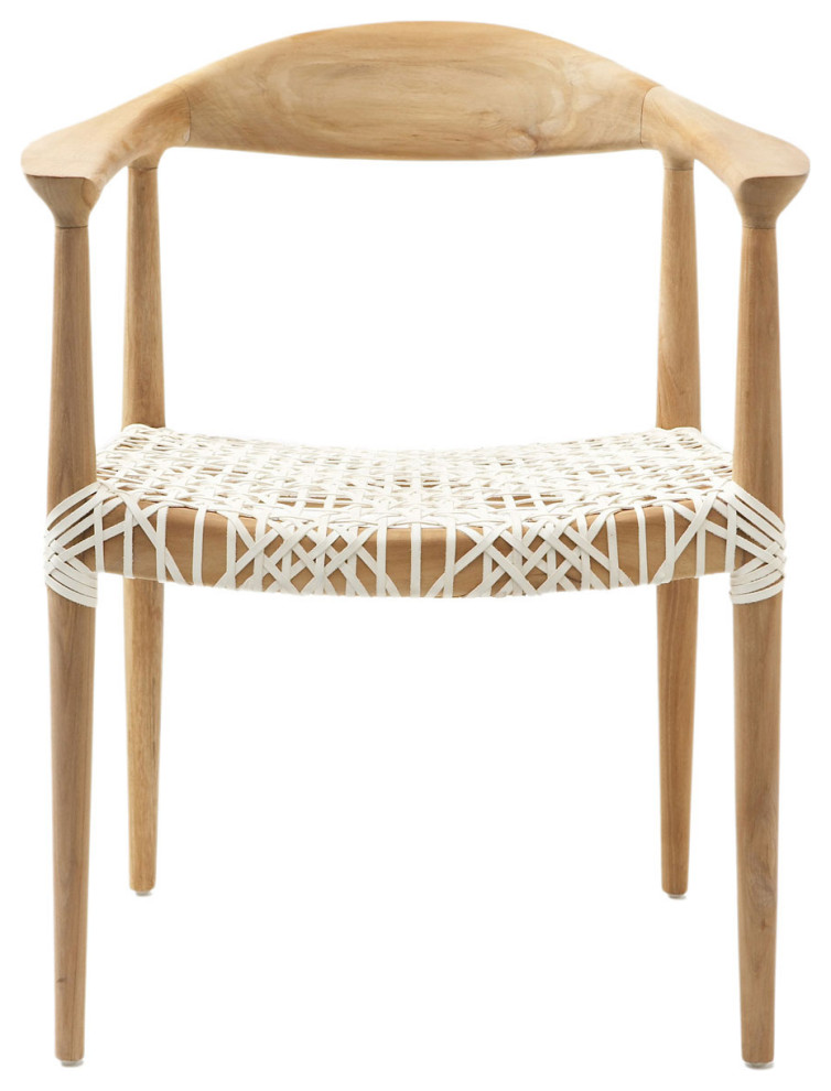 Amie Arm Chair Light Oak/Off White   Midcentury   Armchairs And Accent Chairs   by Peachtree Fine Furniture  Houzz