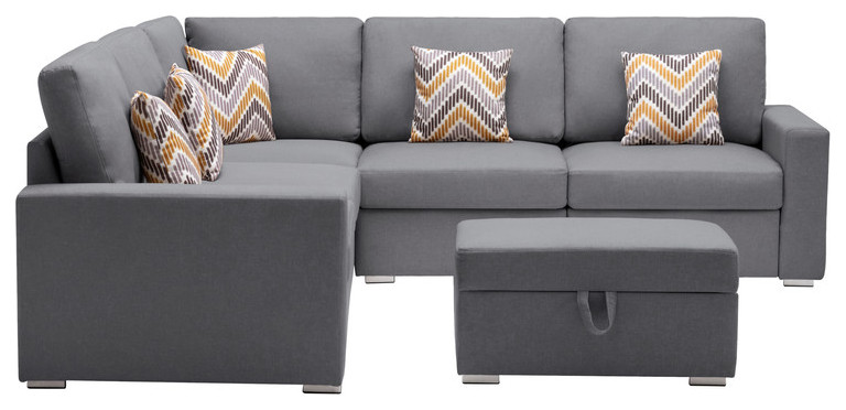 Nolan Linen Reversible Sectional Storage Ottoman Interchangeable Legs   Contemporary   Sectional Sofas   by Lilola Home  Houzz