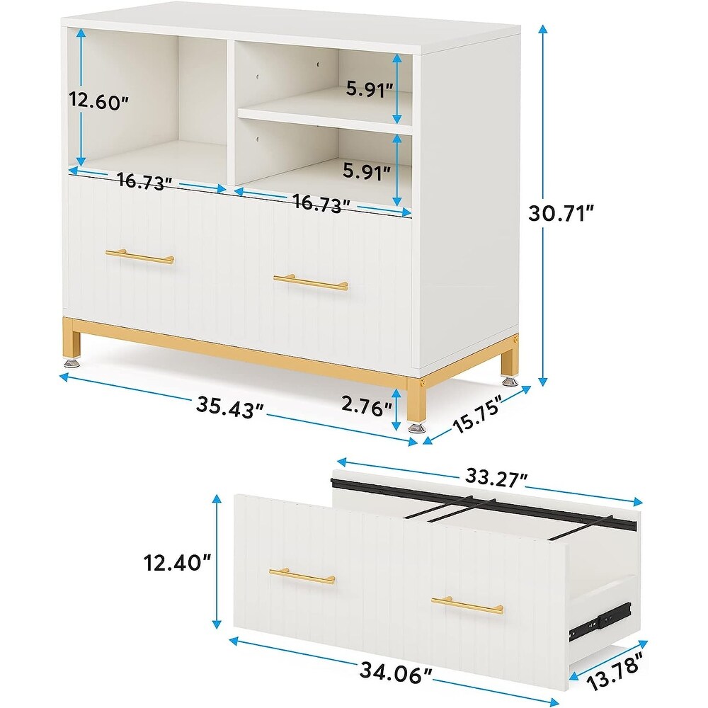 White Lateral File Cabinet with Drawer for Letter/Letter/A4 Size Files