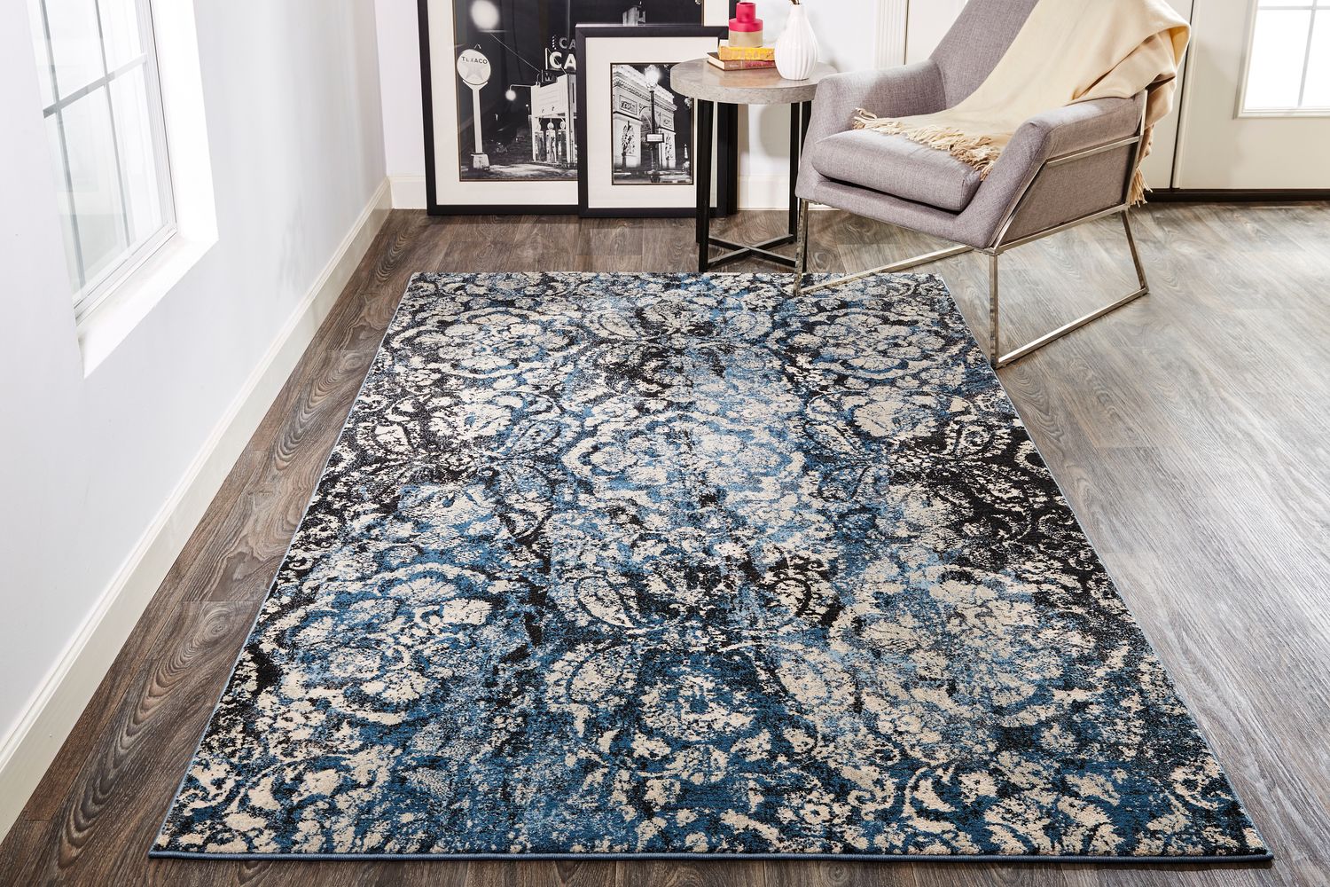 Tullamore Blue and Black Rug by BD Fine