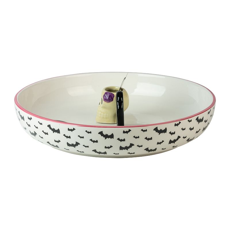 10 Strawberry Street Skull and Tombstone Appetizer/Serving Bowl