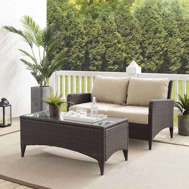 Crosley 2pc Kiawah Wicker Outdoor Patio Seating Set