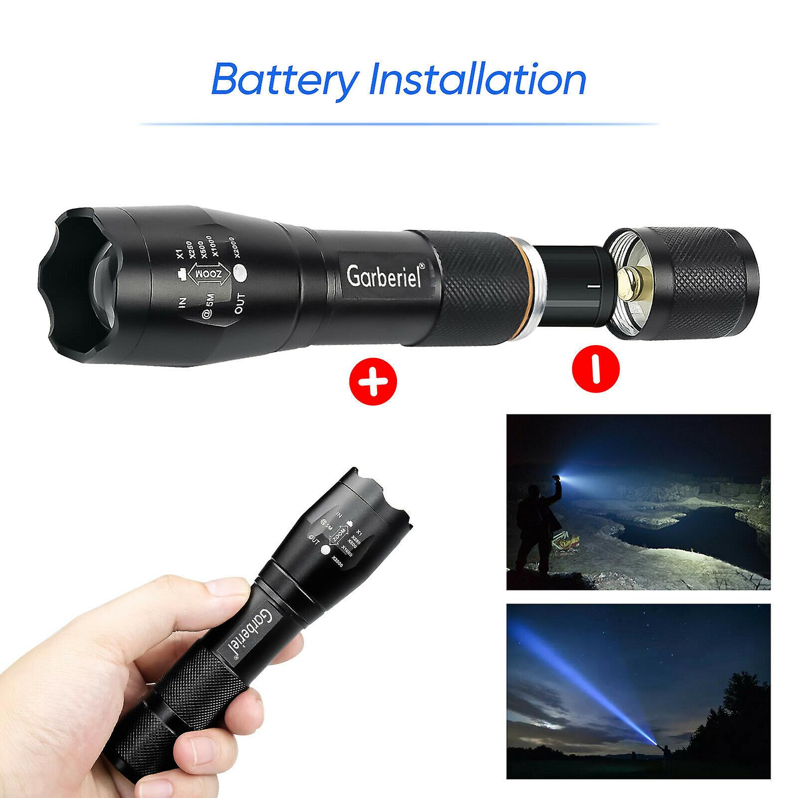 2000lumens T6 Led Flashlight Mini Zoom Torch+18650 Battery