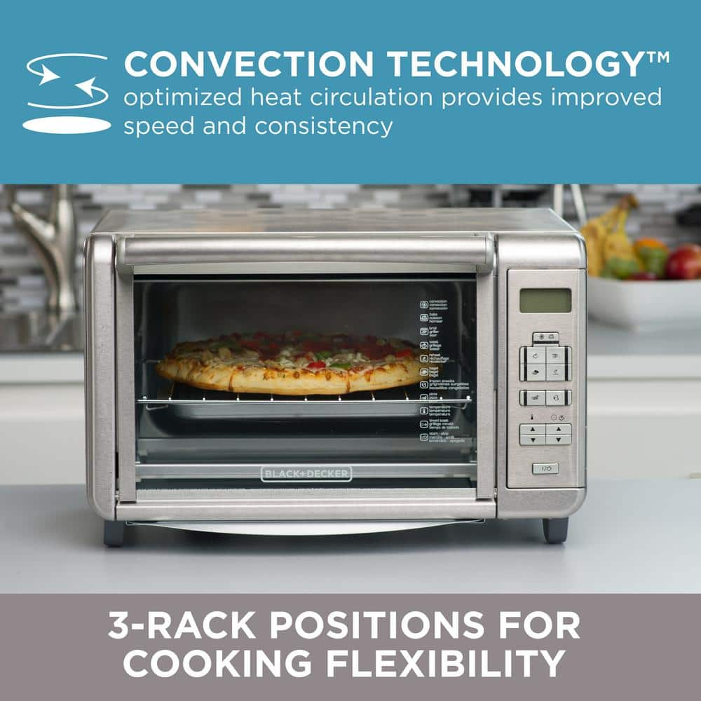 BLACK+DECKER 1500 W 6-Slice Stainless Steel Countertop Toaster Oven with Built-in Timer 985118638M