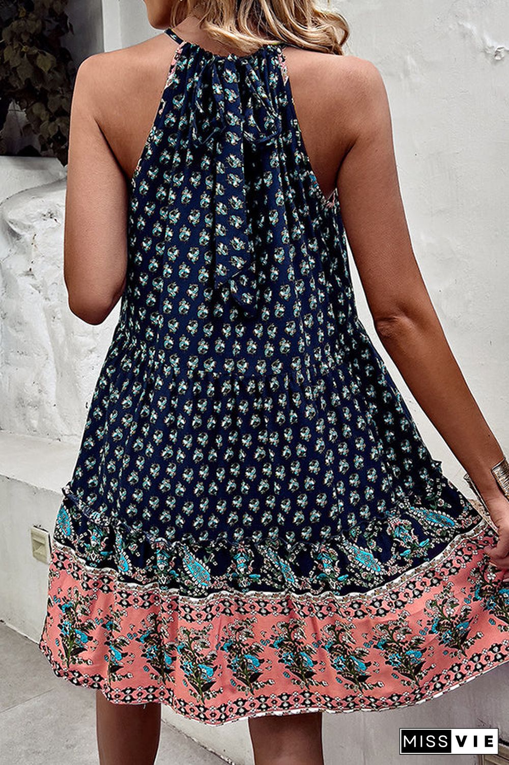 Bohemian Sleeveless Floral Print Casual Dress