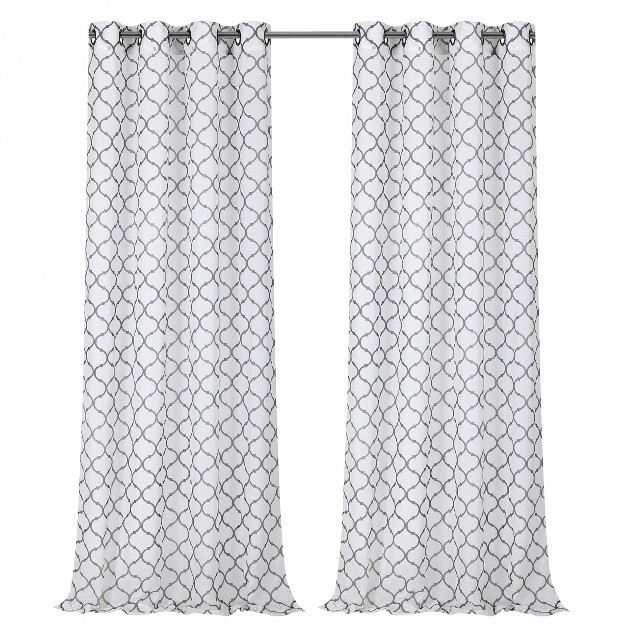 Kate Aurora Shabby Chic Living 2 Pack Semi Sheer Flocked Grommet Trellis Curtains