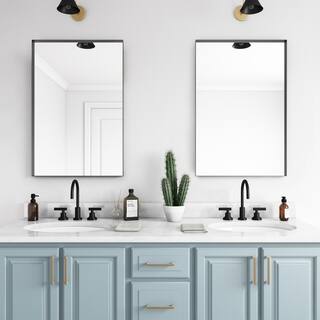 better bevel 30 in. x 40 in. Metal Framed Rectangular Bathroom Vanity Mirror in Black 20009