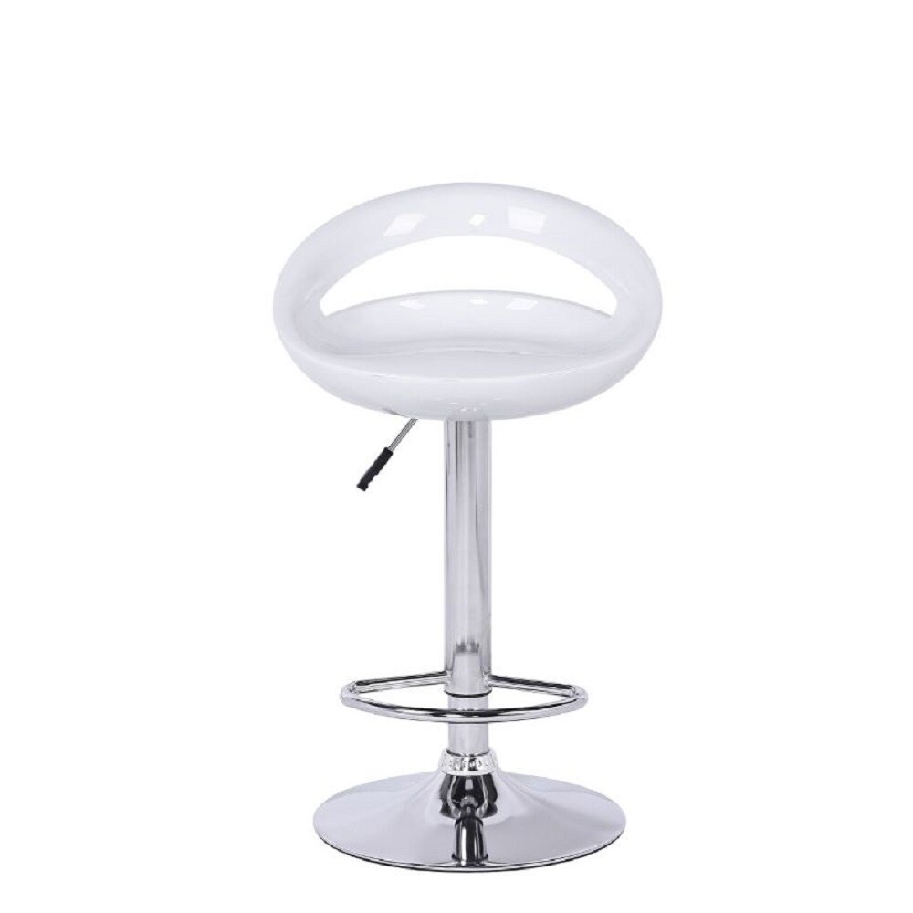 Stool made of ABS plastic and stainless steel base， adjustable seat height， white colour. Set of 4.