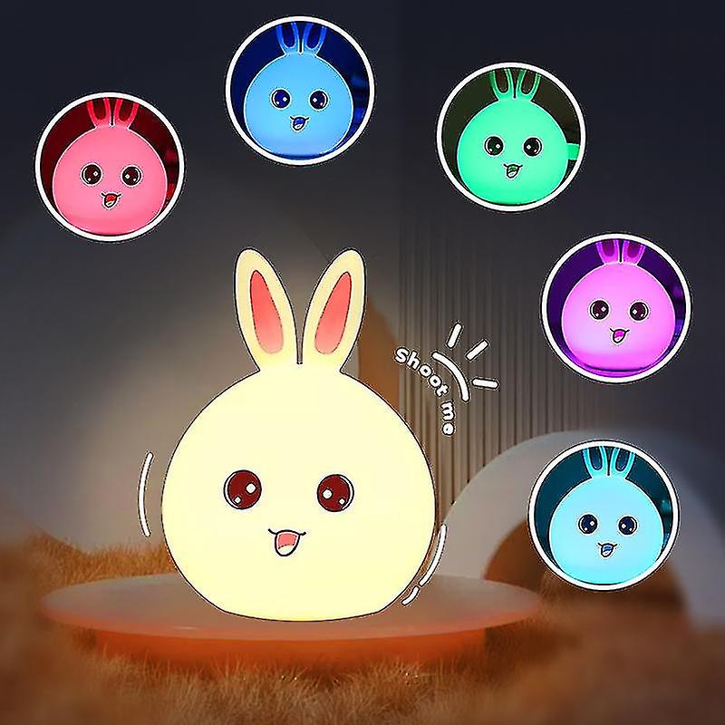 New Style Rabbit Lamp For Children Baby Kids Bedside Multicolor Silicone Touch Sensor Tap Control Led Night Light