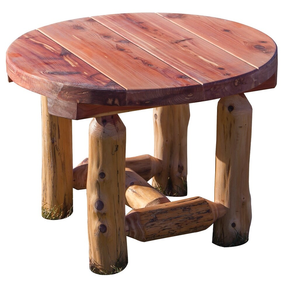 Outdoor Cedar Log Side Table