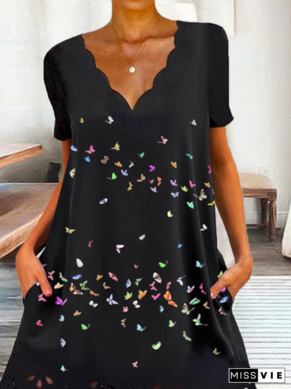 Women Casual Autumn Butterfly No Elasticity Daily Loose Hot List Skirt Regular Size Dresses