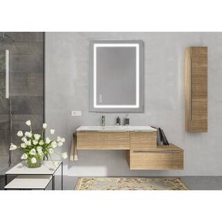 TOOLKISS 28 in. W x 36 in. H Frameless Rectangular Anti-Fog LED Light Bathroom Vanity Mirror with Front Light TK19036