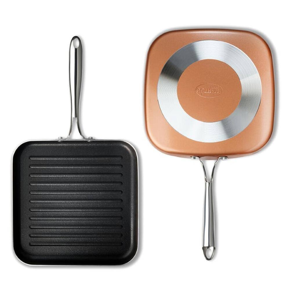 Gotham Steel 10.5 in. Copper Cast Textured Surface Aluminum Non-Stick Grill Pan 2996