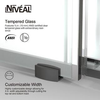 niveal Ruhr 60 in. W x 76 in. H Sliding Semi-Frameless Shower Door in Matte Black with Patterned Glass 7051CBRH7660MB