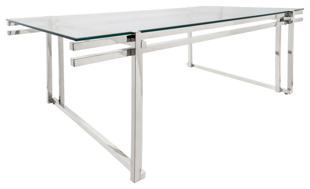 Metal 55 quotCoffee Table  Silver   Contemporary   Coffee Tables   by GwG Outlet  Houzz