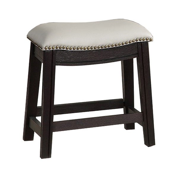 Curved Leatherette Stool with Nailhead Trim， Set of 2 - 18 H x 13.8 W x 18 L Inches