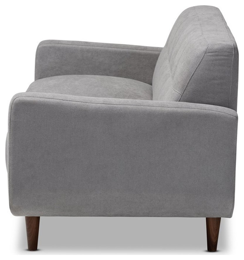 Bowery Hill Light Grey Fabric Upholstered Loveseat   Loveseats   by Homesquare  Houzz