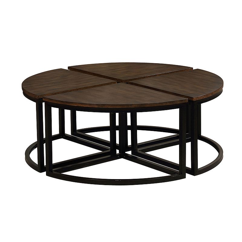 Alaterre Furniture Arcadia Acacia Wood Round Wedge Table 4-Piece Set