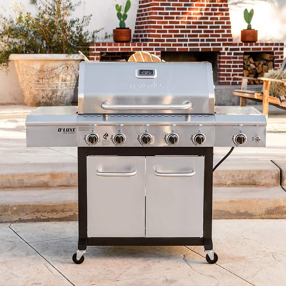 Nexgrill 5Burner Propane Gas Grill in Stainless Steel and Black with Side Burner