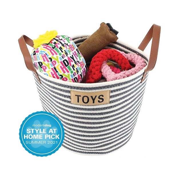 Midlee Cotton Rope Pet Toy Storage Basket