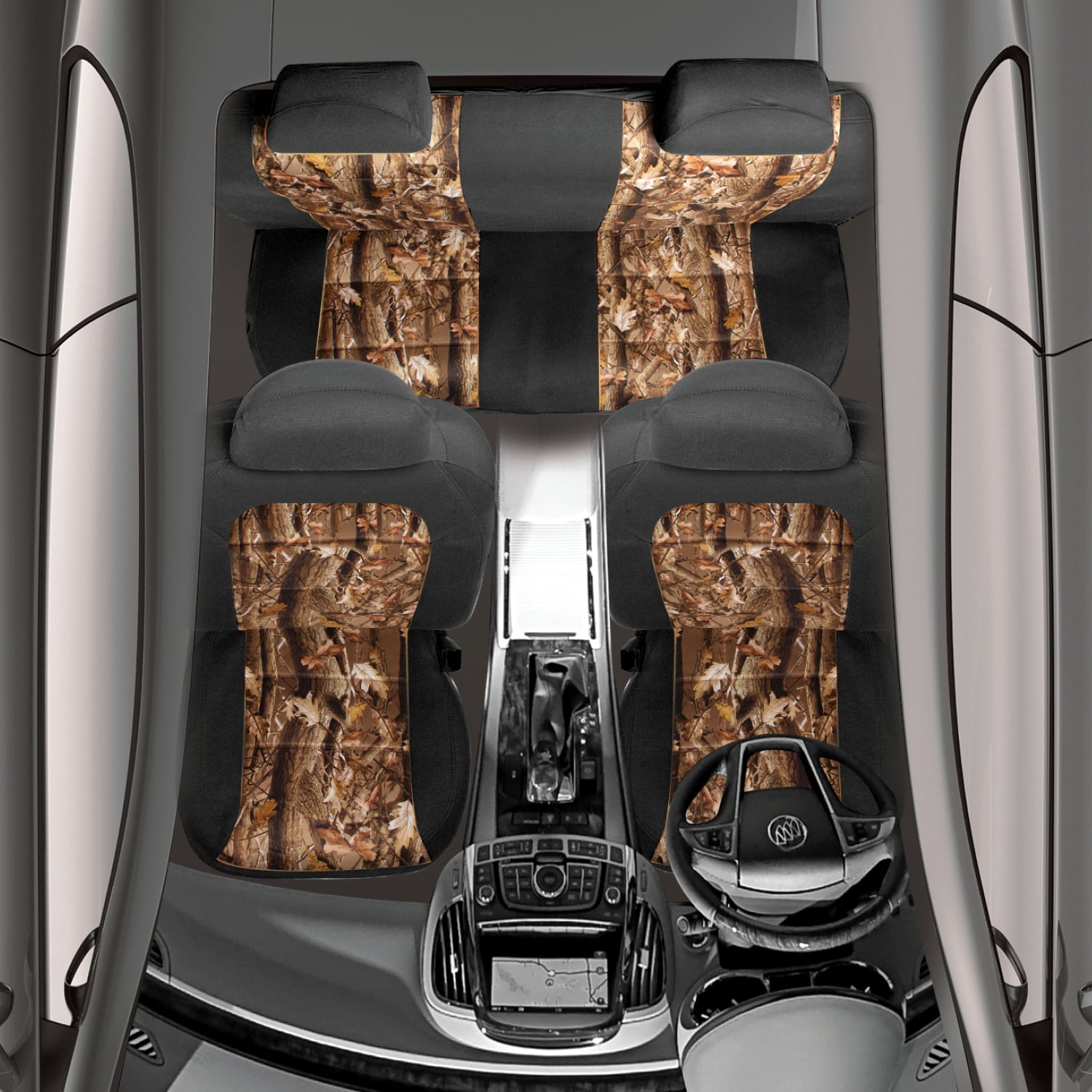 Pilot Automotive SC-5025E Polyurethane Black 10-Piece Camo Mesh Seat Cover， Universal Fit for Most Vehicles